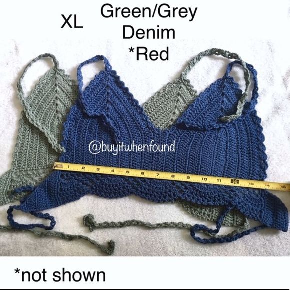 Crochet Knit Halter Bikini Top RED - Picture 8 of 8